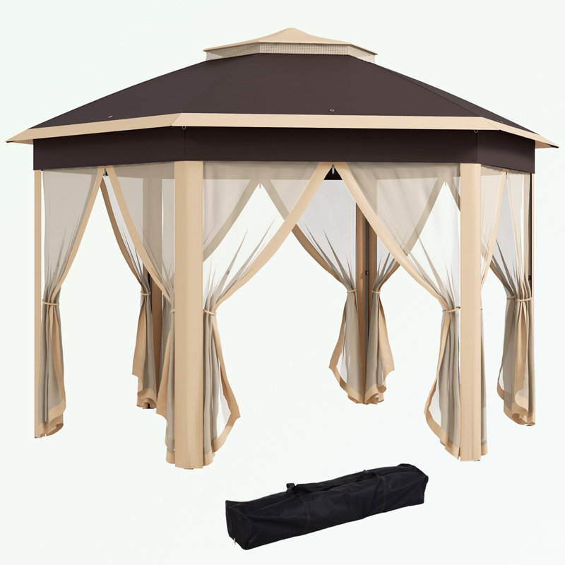 Pavillon de jardin d'extérieur en métal avec 6 filets en filet