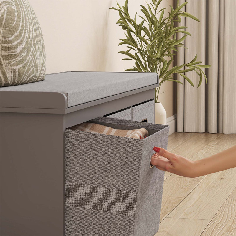 3 Pair Shoe Storage Bench, Grey