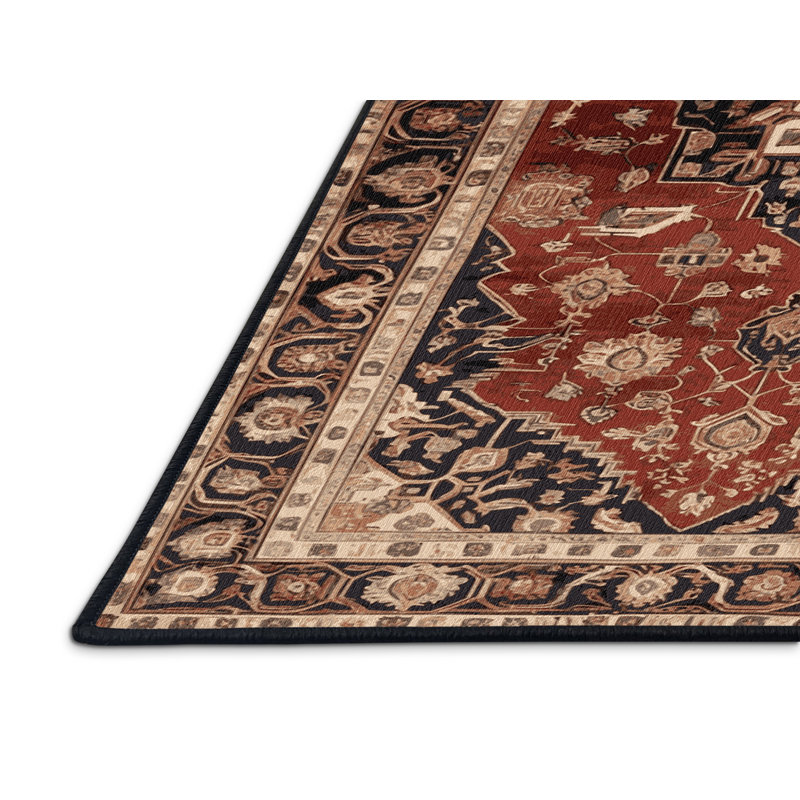 Tapis brun lavable à la machine, Rond 3 pi