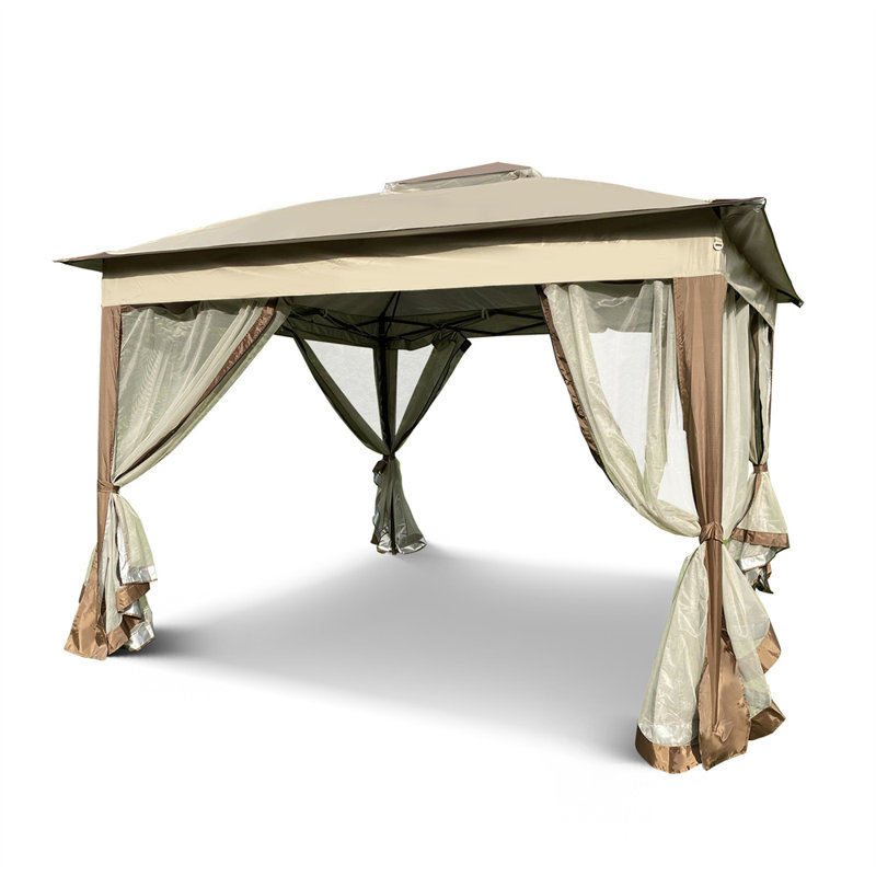 Pavillon de jardin en acier, 9.8 Ft. W x 9.8 Ft. D, Beige