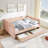 Linen Fabric Cozy Gingham Daybed with Two Storage Drawers and with USB Port and Adorable Wave Shaped-1263608801-1263608812