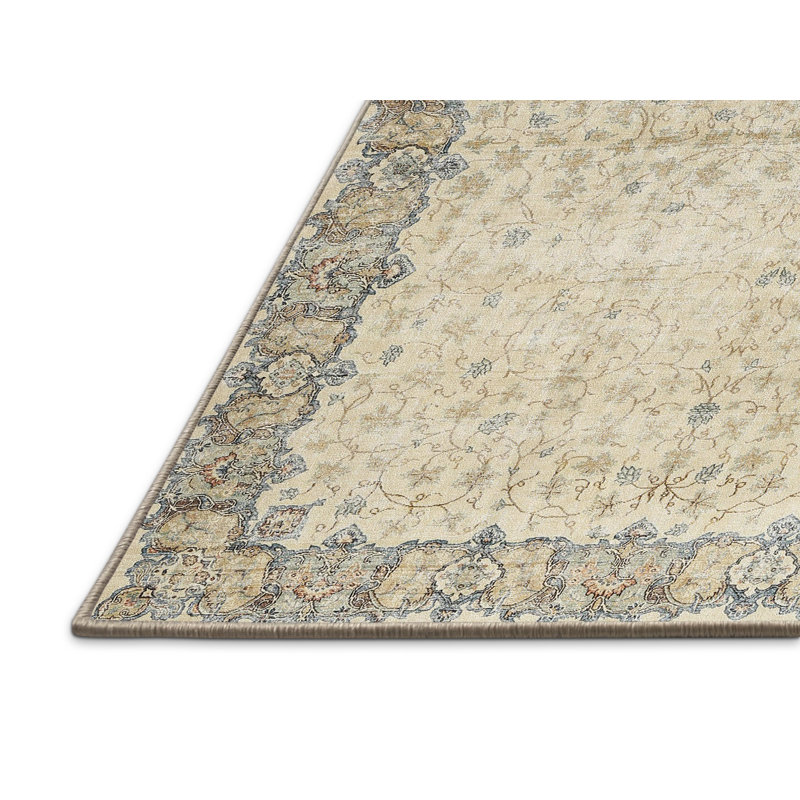 Tapis oriental beige / gris en laine, Rectangle 8 pi x 10 pi