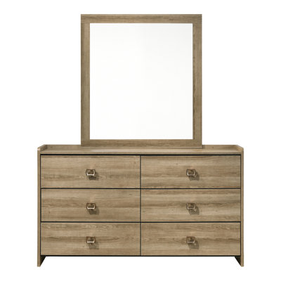Ensemble de commode et miroir en bois 2 pièces avec poignée courbée Grealish