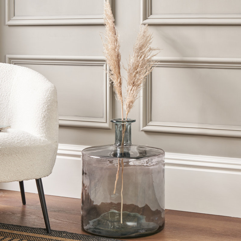 Handmade Glass Floor Vase, Grey
