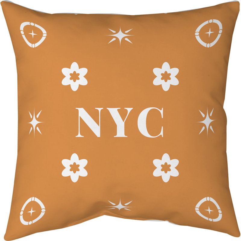 Coussin en coton New York Basketball, New York blanc orange bleu, Oreiller en sergé de polyester, 14 pouces x 14 pouces