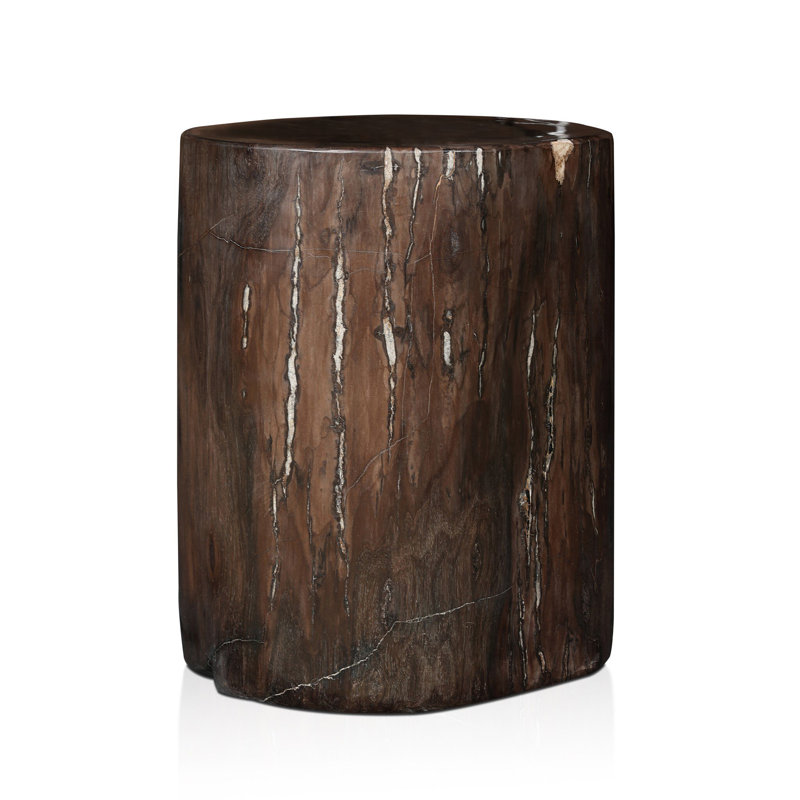 Kos End Table, Dark Petrified Wood