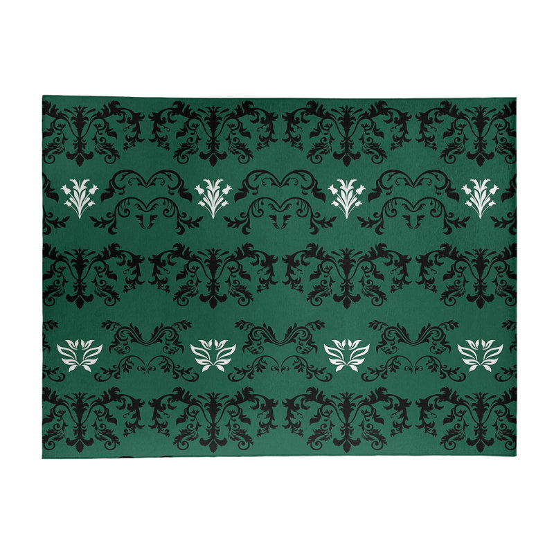 Tapis vert / noir Damask, Rectangle 9 pi x 12 pi