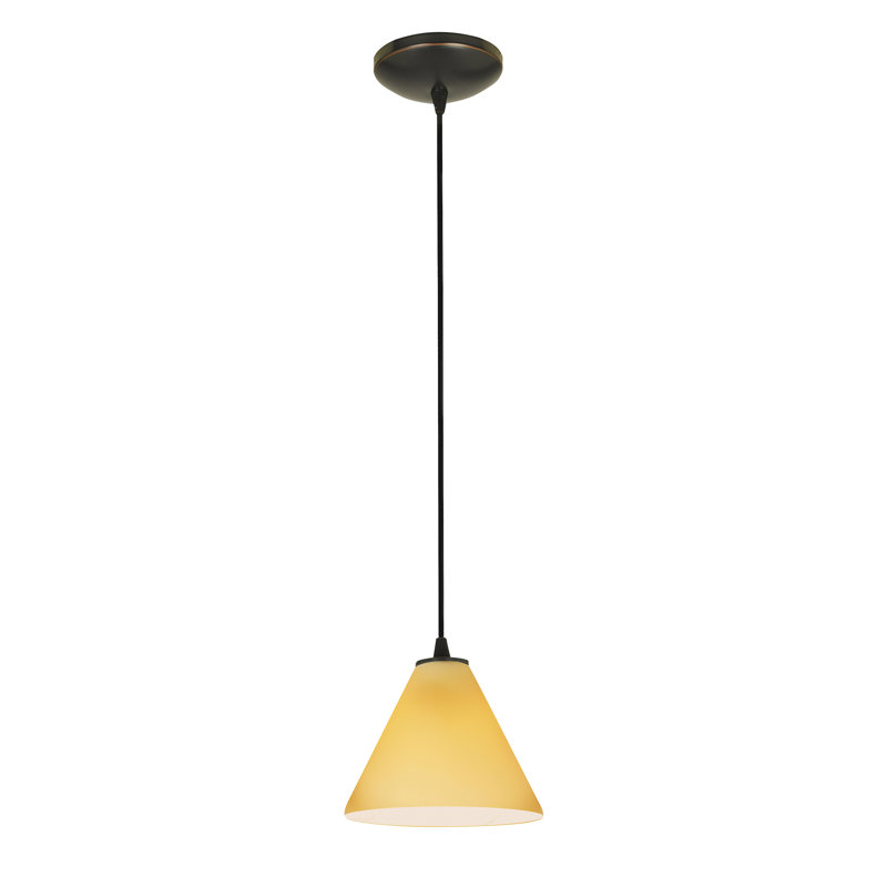 Cathey 1 - Light Single Pendant, Amber, Cord, Oil Rubbed Bronze