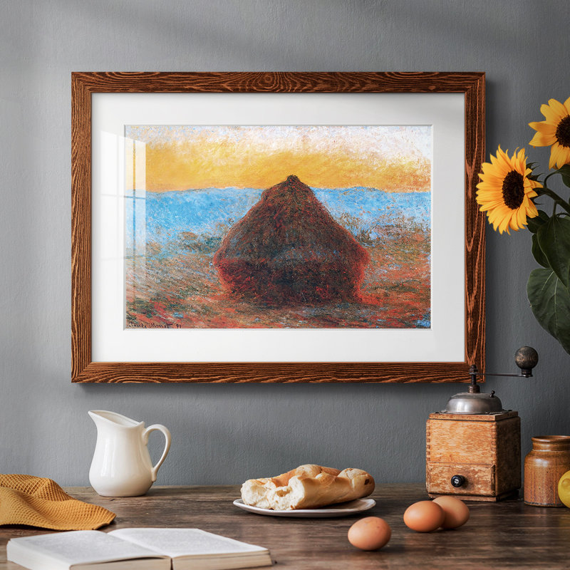 " Grainstack, 1891 01 " Painting Print, 26" H x 38" W x 1.5" D, Maple