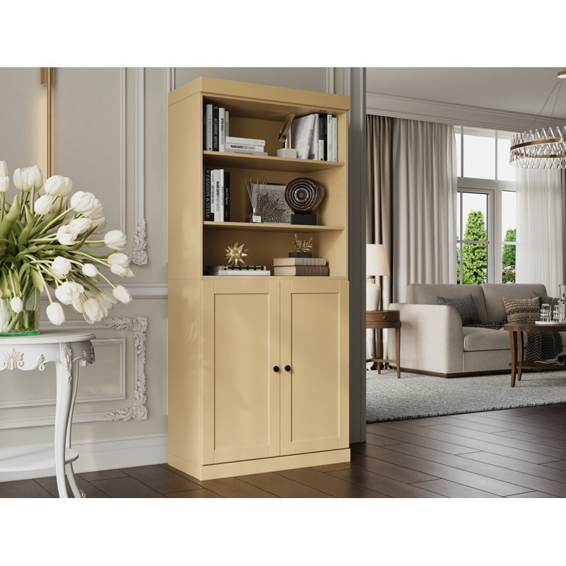 Bibliothèque à 6 tablettes en bois massif Palace Imports, Jaune
