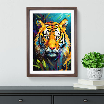XYZ-FRM-V1223-1626 Tiger Cubism No.2 - Single Picture Frame Print on Wood