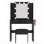 Meuble-lavabo noir avec lumières Hollywood, coiffeuse avec station de charge, tiroirs, tablettes et tabouret de rangement | Idée de cadeau