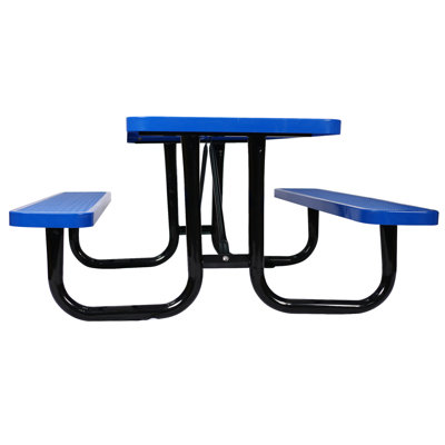 Table de pique-nique rectangulaire en acier 1 pièce 6 pi avec trou pour parasol noir