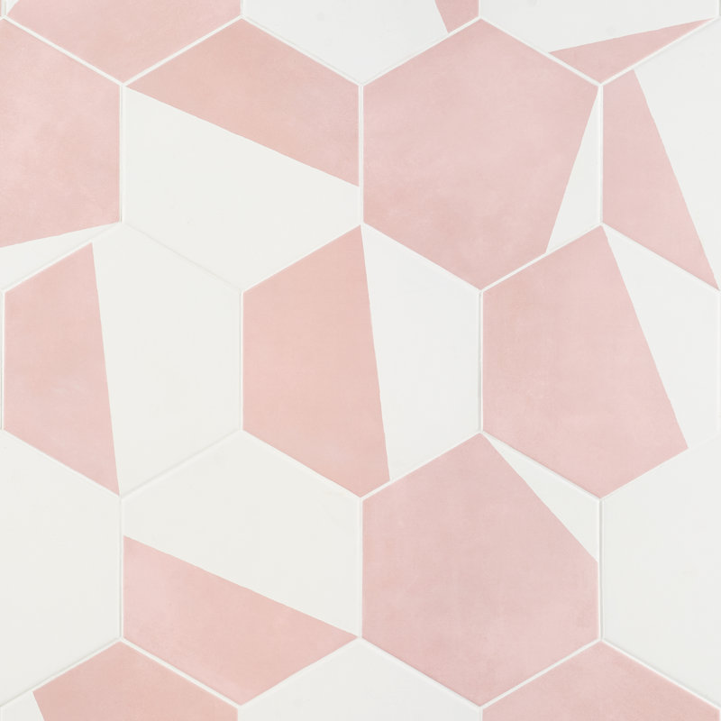 Carreau de porcelaine hexagonale 8 po GeoHex Burst, Rougir