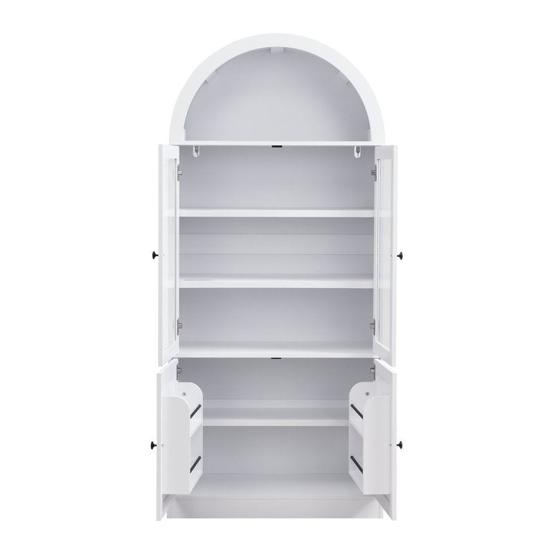 Armoire de rangement avec portes en verre trempé, Blanc