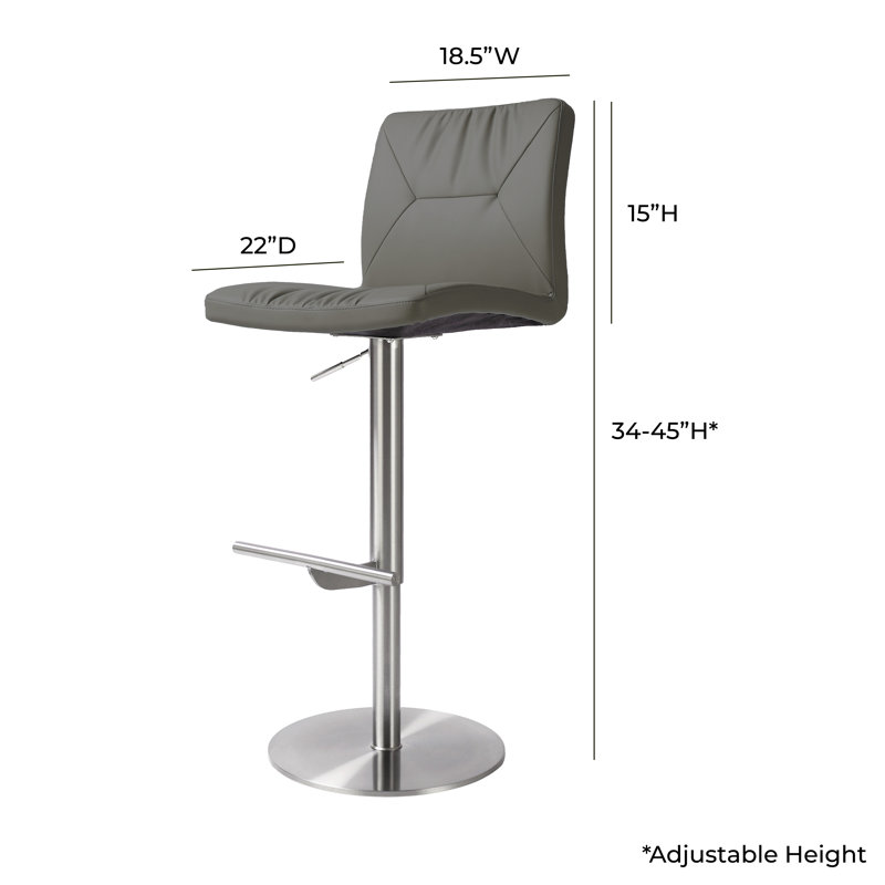 Upholstered Counter Stool with Metal Frame, Dark Grey