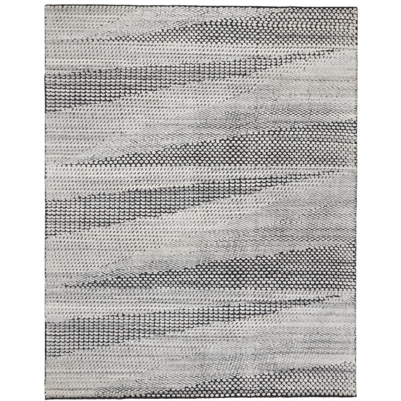 Classics Hand-Knotted Light Gray/Black Area Rug, Rectangle 10' x 14'