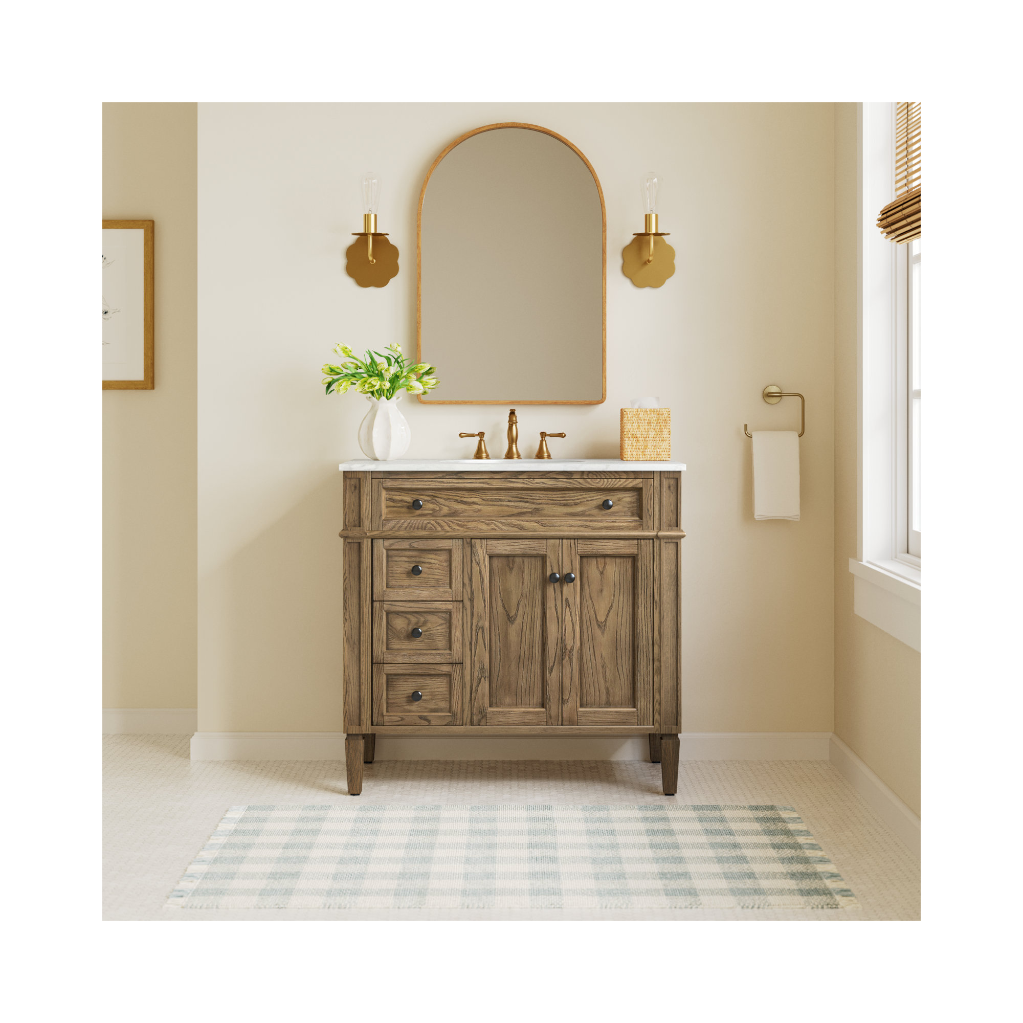 Rivers 36'' Single Bathroom Vanity, Driftwood