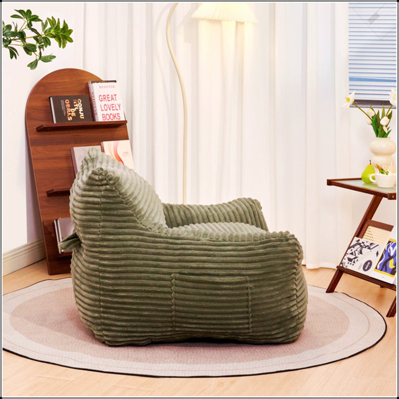 Oversized Comfy Beige Bean Bag Chair With Armrests For Adults - For Relaxation In Living Room, Bedroom, And Dorm