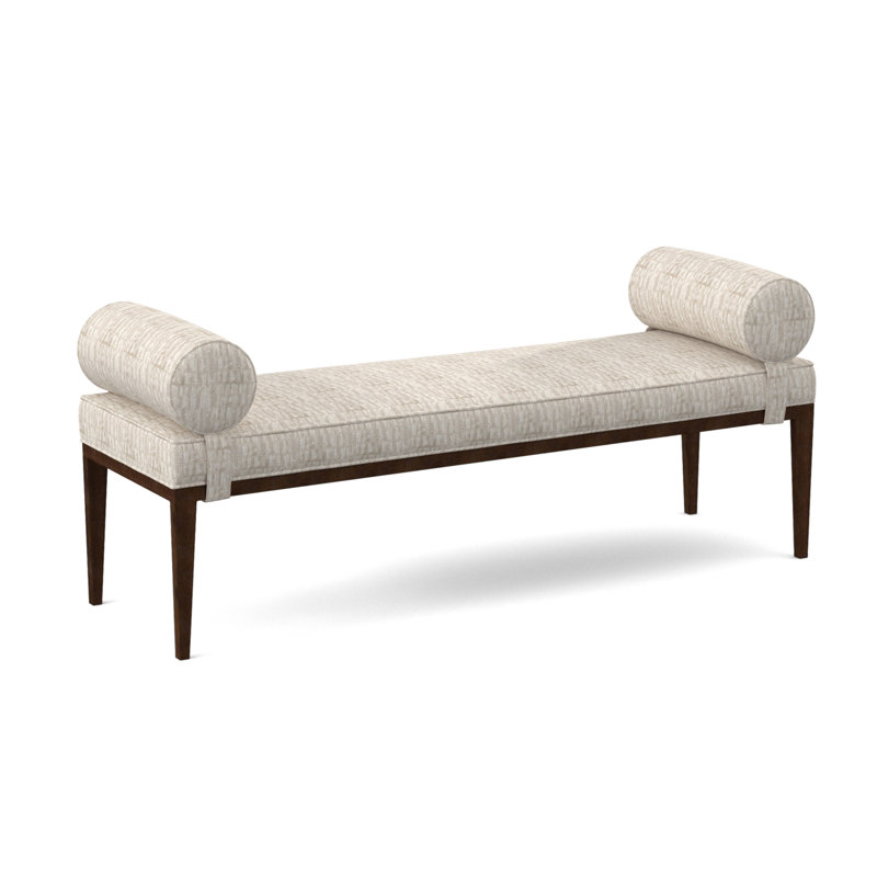 Brooklyn Upholstered Bench, American Walnut, White Caps Fog Viscose