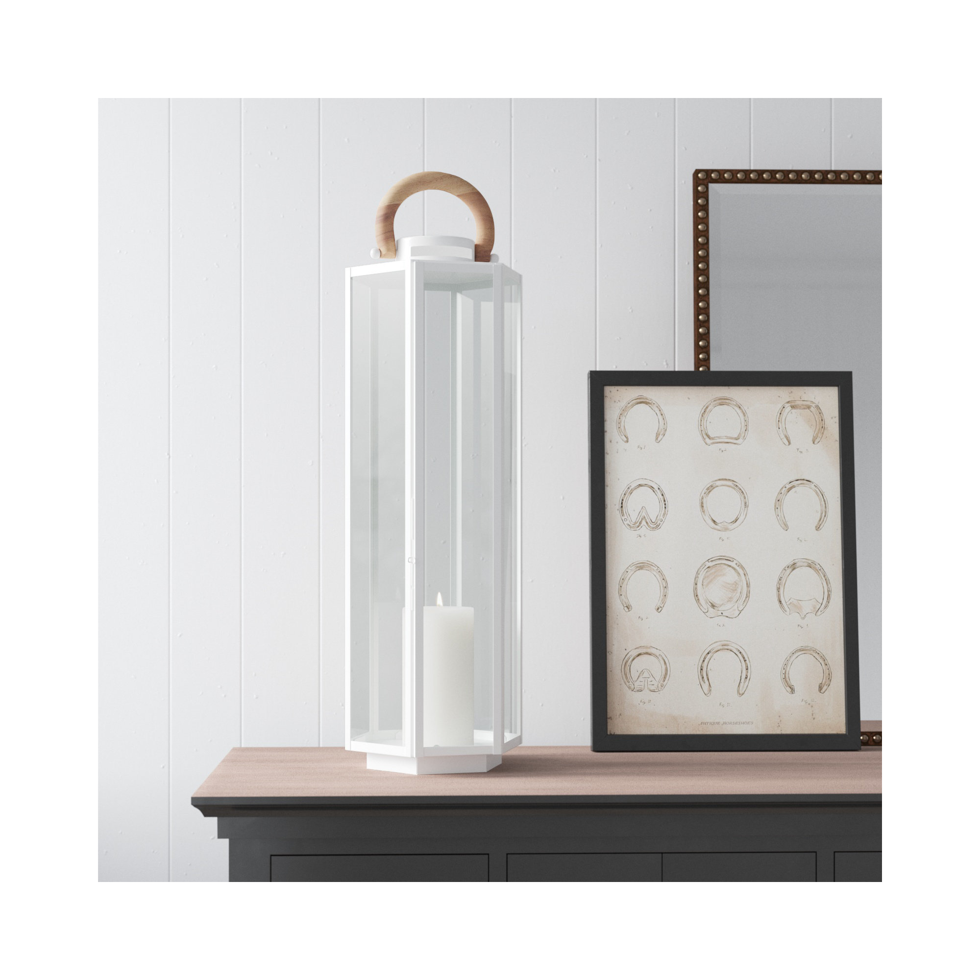 Outdoor Lantern, 29" H x 8" W x 9" D, Stainless Steel/Silver