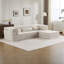 Canapé à compression, canapé convertible au sol, canapé modulaire désossé bricolage, aucun assemblage requis, tissu polaire circulaire, surdimensionné à 4 places avec 3 coussins, blanc-1241394178-1241394685