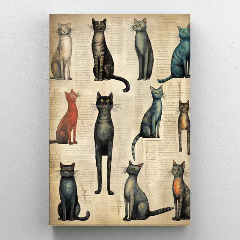 Cat Knowledge - 1 Piece Rectangle Graphic Art Prin " Cat Knowledge ", 36" H x 24" W x 1.25" D