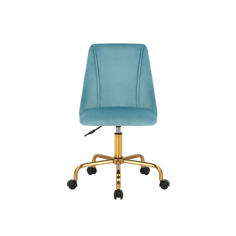 Velvet Office Chair, Aqua