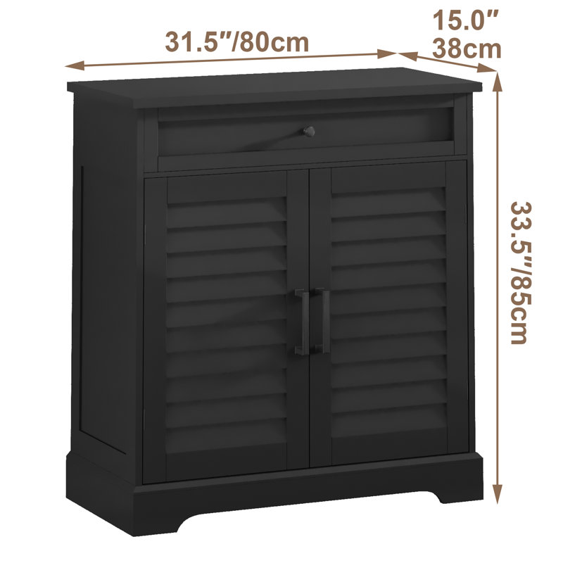 Armoire de rangement rustique avec portes à volets et tiroir Farmhouse, Noir