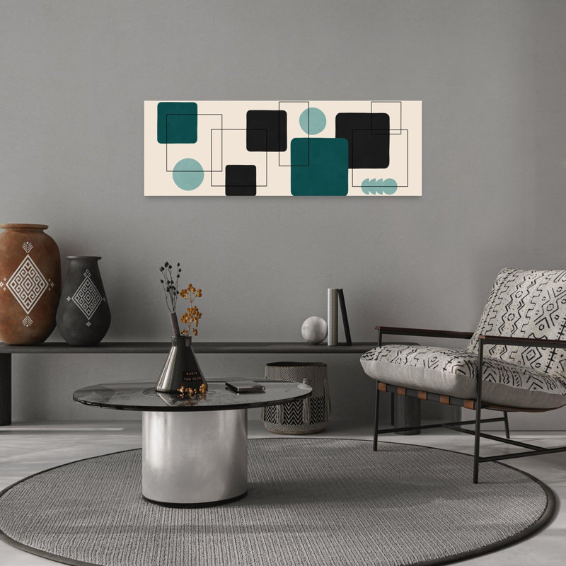 Art mural contemporain élégant et discret avec harmonie géométrique discrète, H 12 po x l 36 po