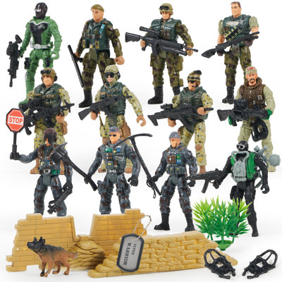 Ensemble de 16 figurines de jouets pour enfants, hommes d'armée et équipe SWAT avec figurines de figurines, ensemble de jouets, cadeau d'anniversaire de Noël pour les garçons de 3 ans et plus