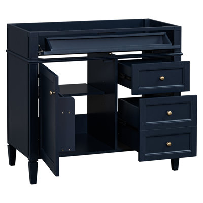 36" Bathroom Vanity - Solid Wood Construction With 2 Drawers, Tip-out Drawer, And A Stylish Cabinet Door Organizer Thoughtful Storage Arrangement