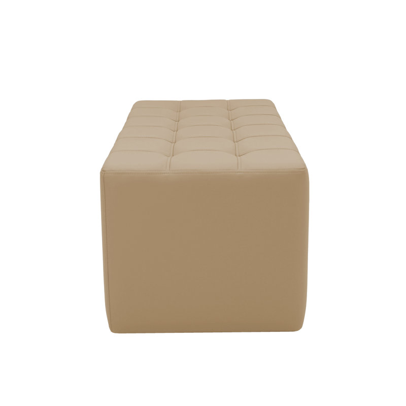 Faux Leather Ottoman, Sand Faux Leather