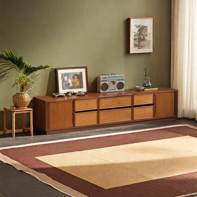 Cherry Wood Vintage Floor TV Stand