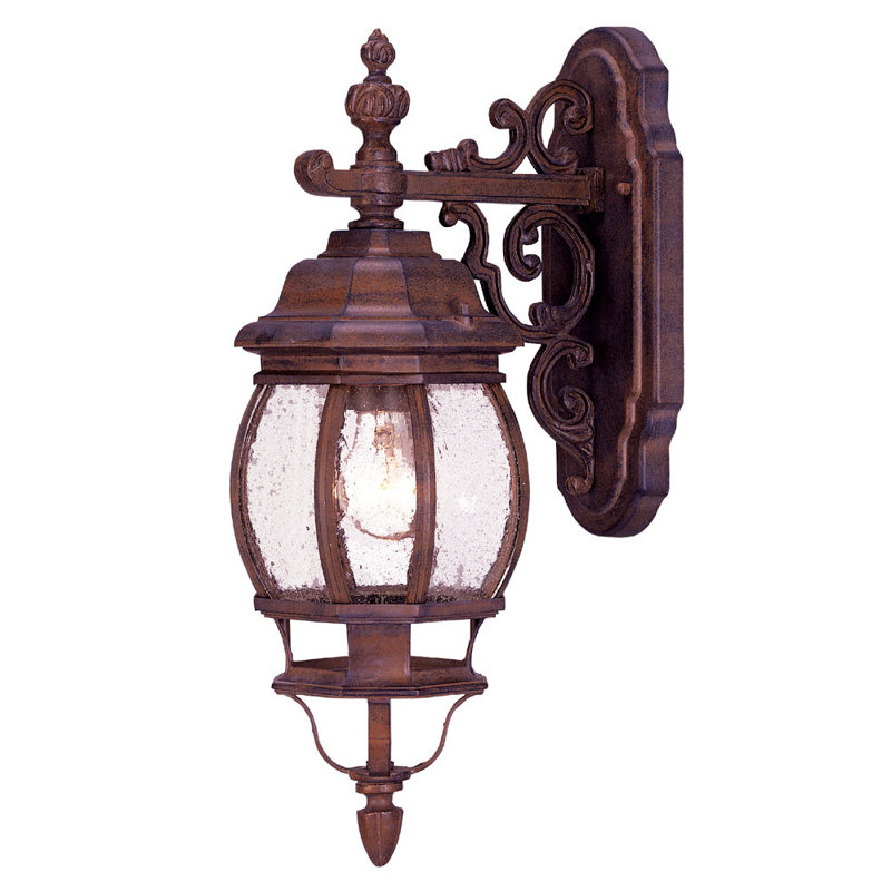 Lanterne murale d'extérieur à 1 ampoule Zuckerman, Noyer à nœuds, Verre biseauté transparent