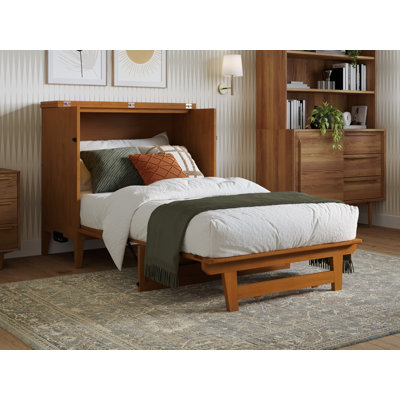 Pfeffer Solid Wood Murphy Bed Chest with 6" Mattress and Built-in Charger