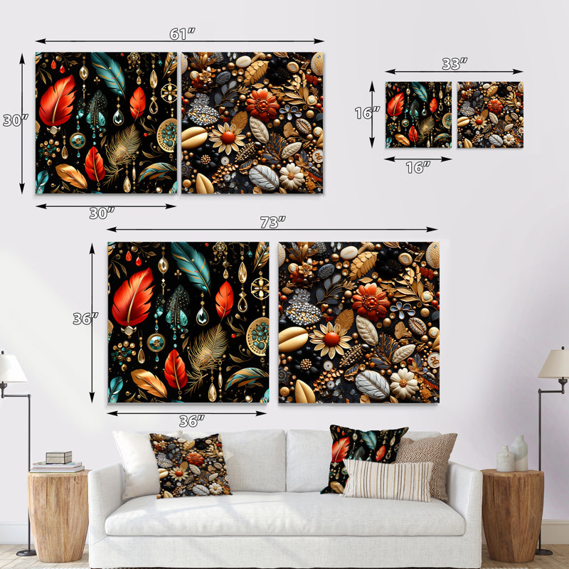 Conan - Ensemble de 2 verres muraux abstraits en acrylique Boho, H 30 po x l 61 po