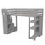Lit mezzanine simple avec tiroirs et tiroirs de rangement, lit mezzanine en bois avec tablettes - gris-216776258