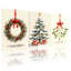 Couronne de Noël, arbre enneigé et gui sur toile, reproduction de style aquarelle (ensemble de 3)-343121696