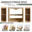 Meuble-lavabo autoportant de 60 po avec lavabo en céramique blanche et 2 armoires de rangement, portes à fermeture douce, chêne blanc américain-542824823