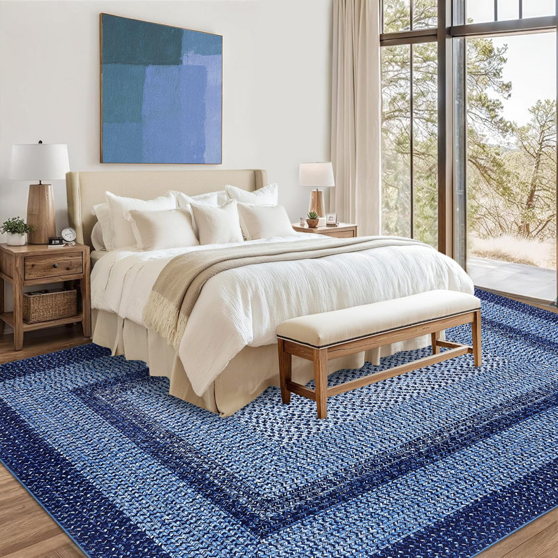 Geometric Area Rug, Rectangle 160 x 230 cm, Navy