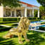 Grande statue de lion en mosaïque en diamant avec miroir moderne-129224321