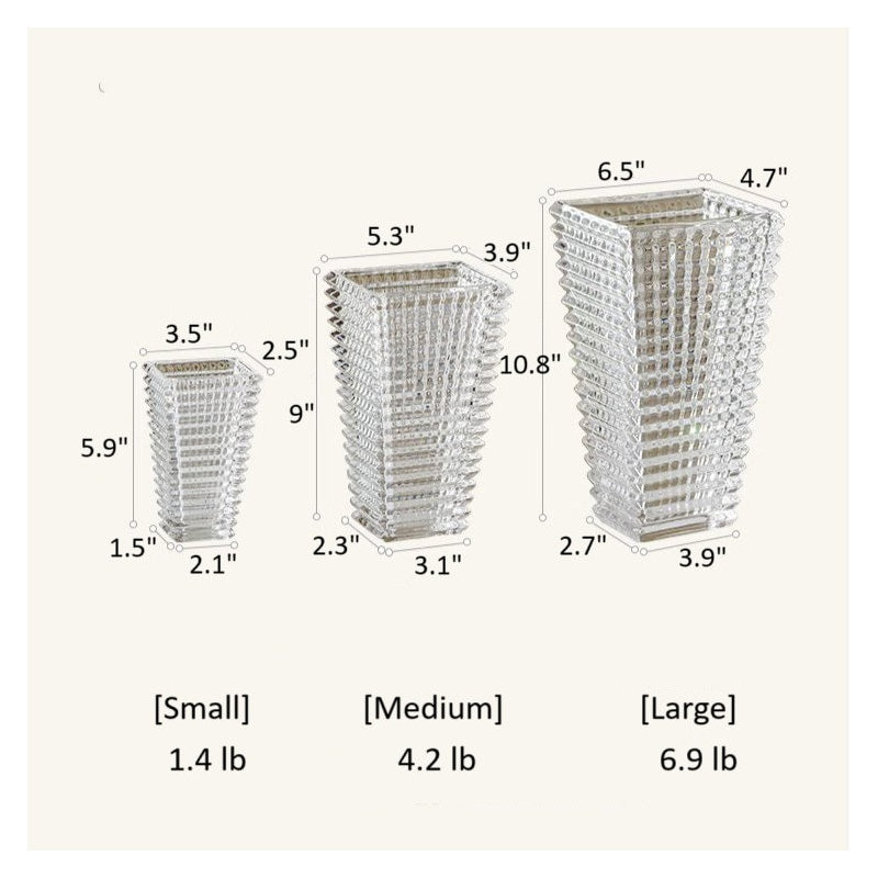 Vase en cristal, H 10,8 po x l 6,5 po x P 4,7 po