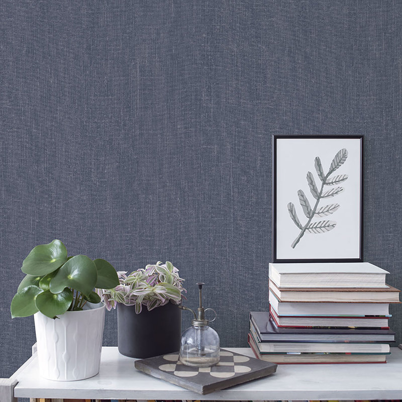 Geometrix 10m x 52.8cm Satin Wallpaper Roll, Navy