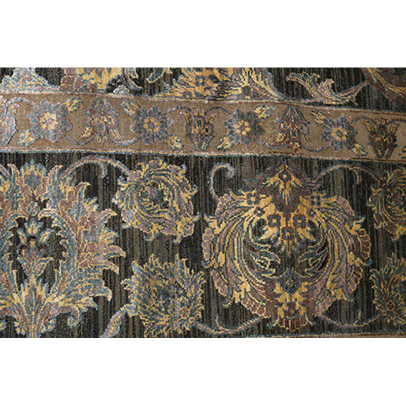 Tapis noir et noir de haute qualité noué à la main