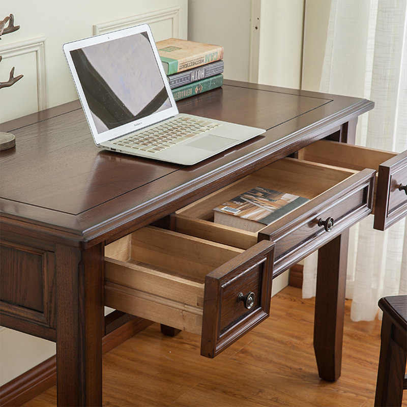 Bureau rectangulaire en bois massif brun noisette