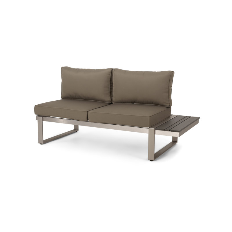 Sterling Right Arm Sofa Seater, Outdoor Patio Sofa, Gray Cushion/Light Gray Frame