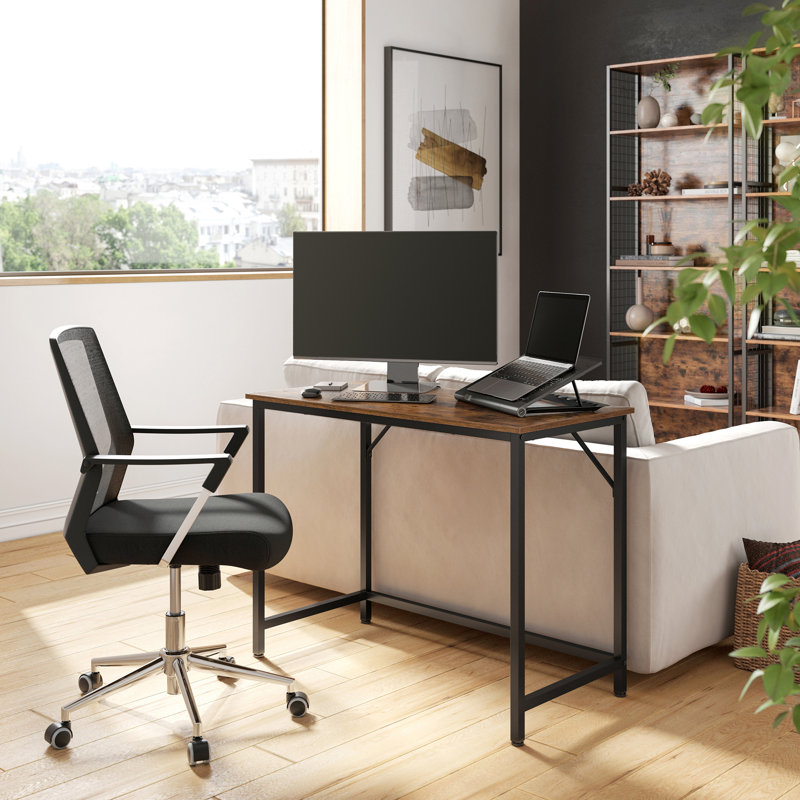 Jana Metal Top Writing Desk, 76cm H x 100cm W x 50cm D, Rustic Brown/Black