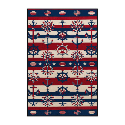  Tapis nautique lavable rouge, blanc et bleu