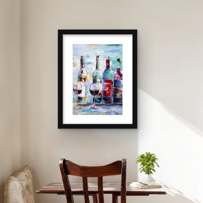 Four Bottles of Wine Print | Framed Matted Home Decor